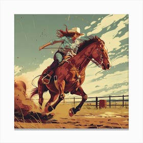 Cowgirl Riding A Horse 2 Canvas Print