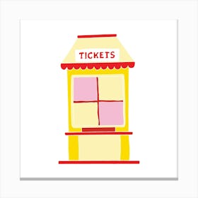 Battenberg Ticket Booth, Fun Circus Animal, Cake, Biscuit, Sweet Treat Print, Square Canvas Print