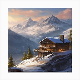 Cabin In The Mountains Canvas Print