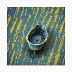 Blue And Yellow Bathtub Canvas Print