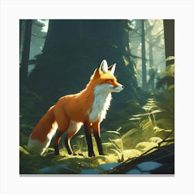 Fox In The Forest 106 Canvas Print