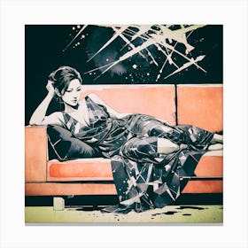 Woman Laying On A Couch Canvas Print