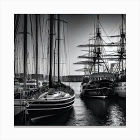 Black And White Sailboats 1 Canvas Print