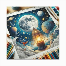 Explore The Magic Of The Moon Painting (2) Canvas Print