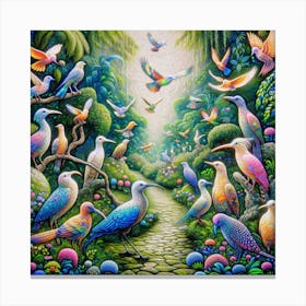 Birds In A Garden Canvas Print