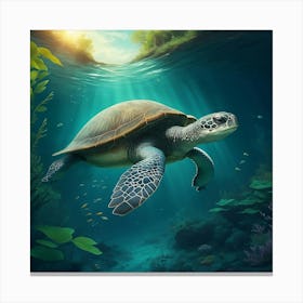 Turtle's Underwater Odyssey Canvas Print