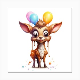 Cute Deer With Balloons Canvas Print