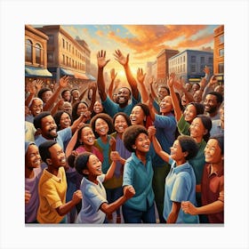 People Celebrating In A City Canvas Print