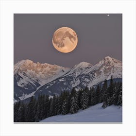 Full Moon Over Snowy Mountains 1 Canvas Print