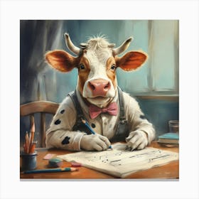 Cow Writing Canvas Print