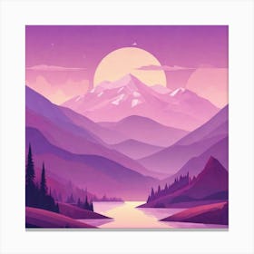 Misty mountains background in purple tone 77 Canvas Print