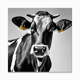 Cow In Black And White Canvas Print