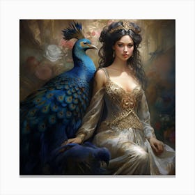 Peacock woman Canvas Print