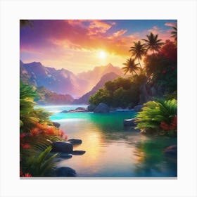 Sunset In The Jungle 3 Canvas Print
