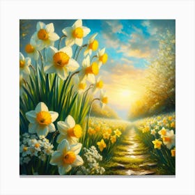 Along the Daffodil Path Canvas Print