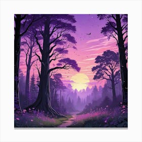 Forest Sunset In Road Art Print (2) Canvas Print