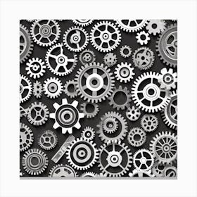 Gears On A Black Background 15 Canvas Print