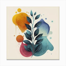 Modern Minimalist Plant Drawings With Watercolor(3) Canvas Print