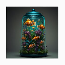 Fish In A Glass Jar Canvas Print
