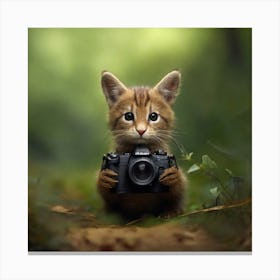 cat and camera Canvas Print