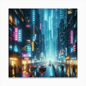 Hong Kong City At Night Canvas Print