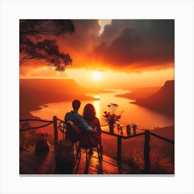 Couple At Sunset Canvas Print