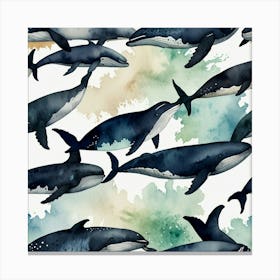 Default Watercolour Whales Art 1 Canvas Print