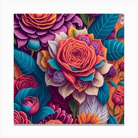 Colorful Floral Pattern 1 Canvas Print