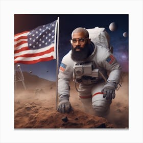 Astronaut On The Moon Canvas Print