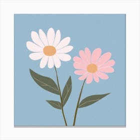 A White And Pink Flower In Minimalist Style Square Composition 565 Canvas Print