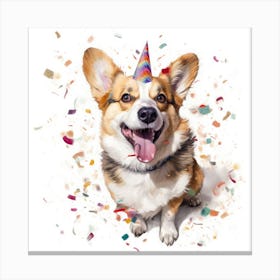 Birthday Corgi Canvas Print