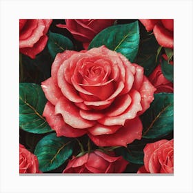 Red Roses Wallpaper Canvas Print