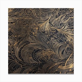 Gold And Black Paisley Canvas Print