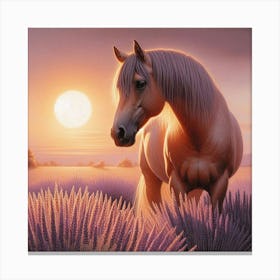 Horse In Lavender Field Canvas Art 1 Canvas Print