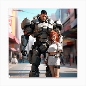 Cyborg Couple 2 Canvas Print