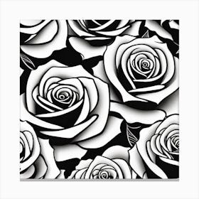 Black And White Roses Seamless Pattern Canvas Print