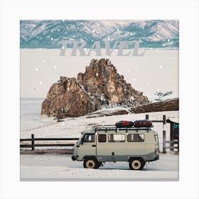 Travel Van In The Snow Canvas Print