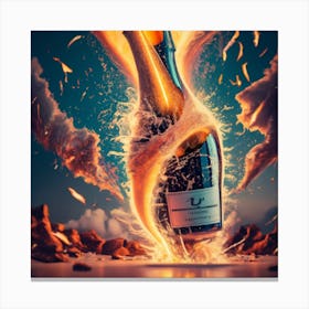 Champagne Bottle Exploding Canvas Print