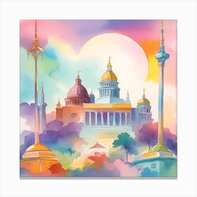 Watercolor Of St Petersburg Canvas Print