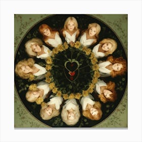 Eight White Women Linking Arms In A Circle (3) Canvas Print