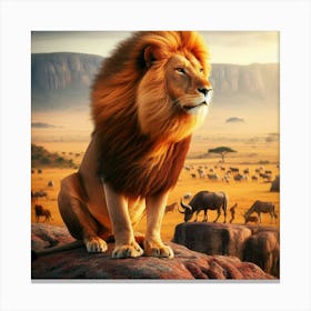 Lion In The Savannah 40 Canvas Print