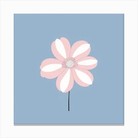 A White And Pink Flower In Minimalist Style Square Composition 64 Canvas Print