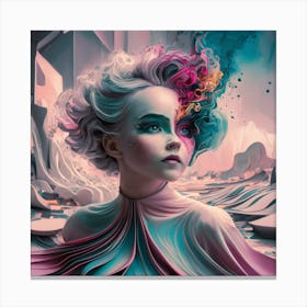 Girl With Colorful Hair 3 Canvas Print