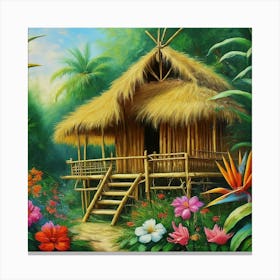 Hut In The Jungle 3 Canvas Print