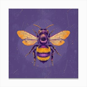 Bee On Purple Background Canvas Print