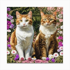 Two Cats In A Garden Canvas Print