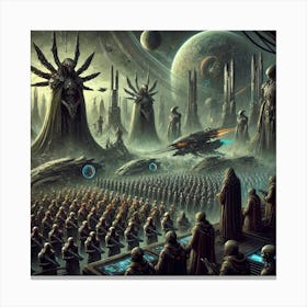 A Sci Fi Scene Depicting Subjugated Factions Under Canvas Print