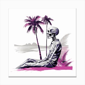 Skeleton On The Beach Canvas Print