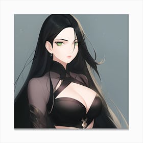 Anime girl with long black hair Canvas Print