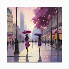 Two Women Walking Down The Street Canvas Print